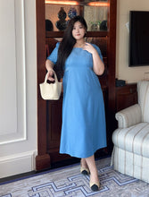 Load image into Gallery viewer, Azure Tencel Square Neck Midi Dress