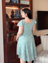 Load image into Gallery viewer, Elise Lace Asymmetrical Hem Dress in Pistachio