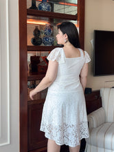Load image into Gallery viewer, Elise Lace Asymmetrical Hem Dress in White