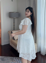 Load image into Gallery viewer, Elise Lace Asymmetrical Hem Dress in White