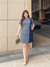 Load image into Gallery viewer, Hanna Houndstooth Colour-Block Shift Dress