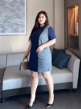 Load image into Gallery viewer, Hanna Navy Colour-Block Shift Dress