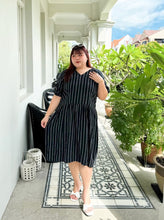 Load image into Gallery viewer, Pauline Cupro Puff Sleeve Striped Dress