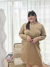 Load image into Gallery viewer, Tanya Cupro Shirt Dress in Khaki