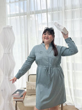 Load image into Gallery viewer, Tanya Cupro Shirt Dress in Slate Blue