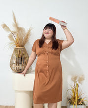 Load image into Gallery viewer, Mavis Cupro Midi Dress in Rust