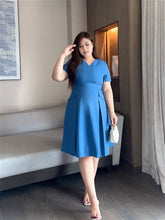 Load image into Gallery viewer, Mara Inverted Pleat Dress in Cobalt