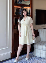 Load image into Gallery viewer, Sunny Day Pinstripe Faux Wrap Dress