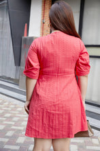 Load image into Gallery viewer, Gina Pleated Sleeve Dress in Rose Red