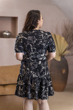 Load image into Gallery viewer, Hepburn Flounce Tea Dress in Black
