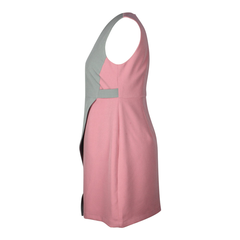 Alexa Asymetric Colour Block Dress in Grey and Pink | The Amber Loft
