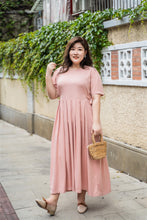 Load image into Gallery viewer, plus size pink maxi dress with side ties