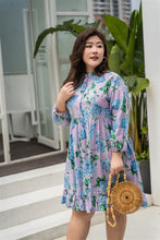 Load image into Gallery viewer, plus size purple and blue floral baby doll dress