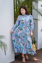 Load image into Gallery viewer, plus size purple and blue floral maxi dress