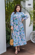 Load image into Gallery viewer, plus size purple and blue floral maxi dress