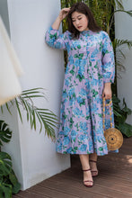 Load image into Gallery viewer, plus size purple and blue floral maxi dress