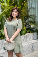 Load image into Gallery viewer, plus size green drop waist dress with lace details