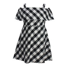 Load image into Gallery viewer, Plus Size Cold Shoulder Black and White Gingham Dress
