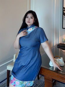 Brooke Cheongsam in Mid Blue