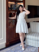 Load image into Gallery viewer, Elise Lace Asymmetrical Hem Dress in White
