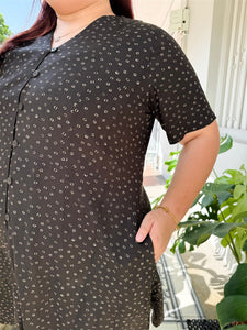 Hitomi Button-Up Dress in Black