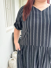 Load image into Gallery viewer, Pauline Cupro Puff Sleeve Striped Dress
