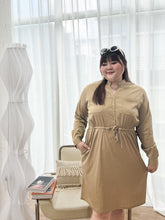 Load image into Gallery viewer, Tanya Cupro Shirt Dress in Khaki
