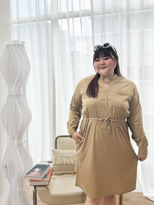 Tanya Cupro Shirt Dress in Khaki