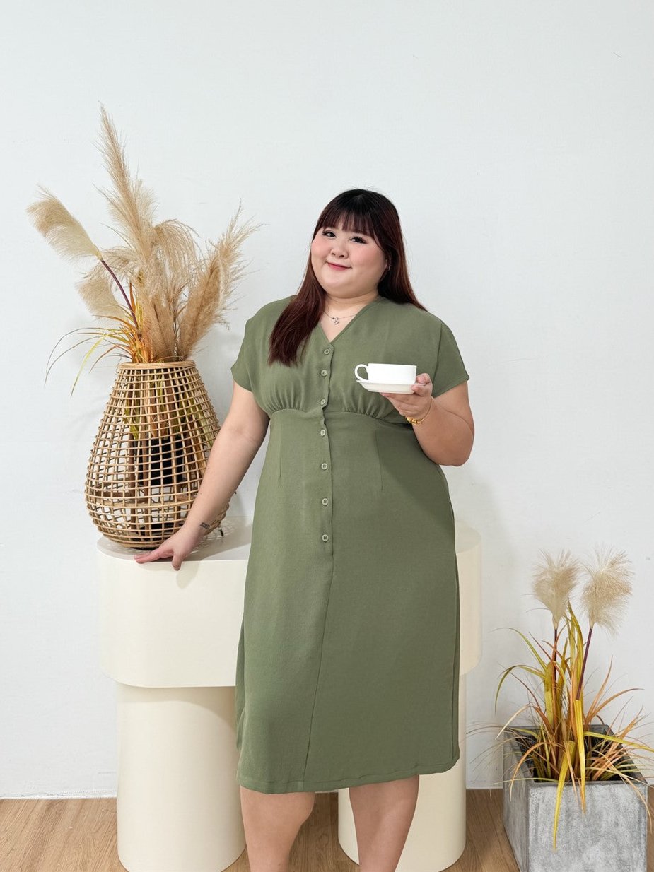 Mavis Crepe Midi Dress in Sage