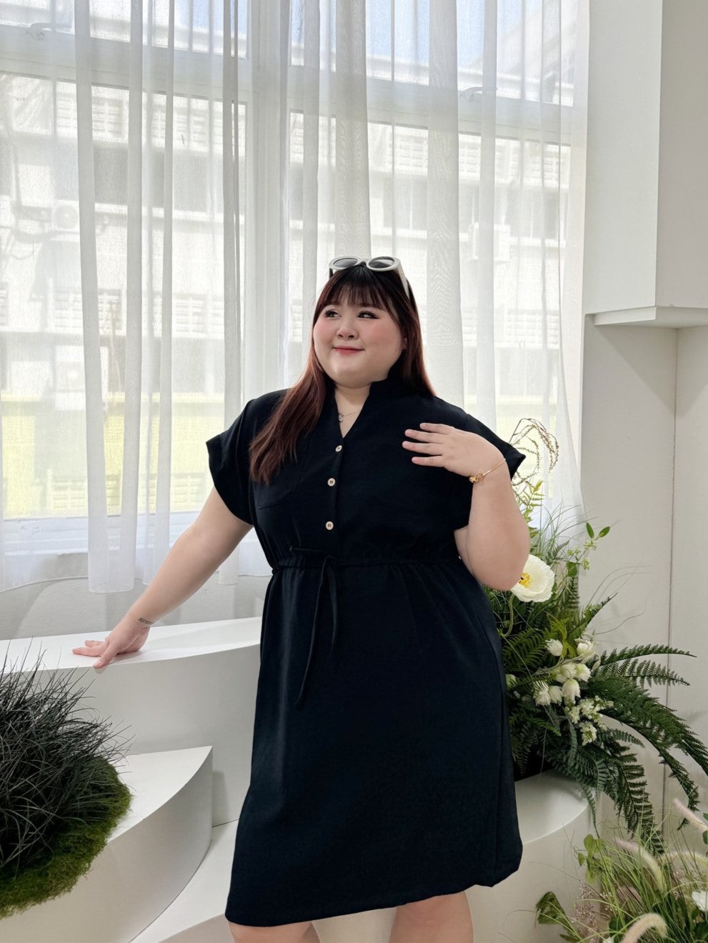 Kit Crepe Shirt Dress in Navy