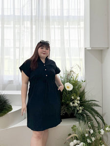 Kit Crepe Shirt Dress in Navy