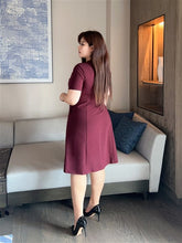Load image into Gallery viewer, Mara Inverted Pleat Dress in Maroon
