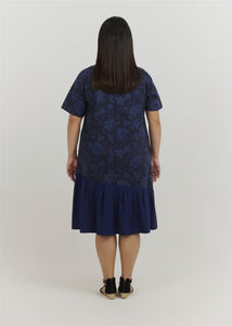 Mori Yarn-Dyed Jacquard Midi Dress in Blue