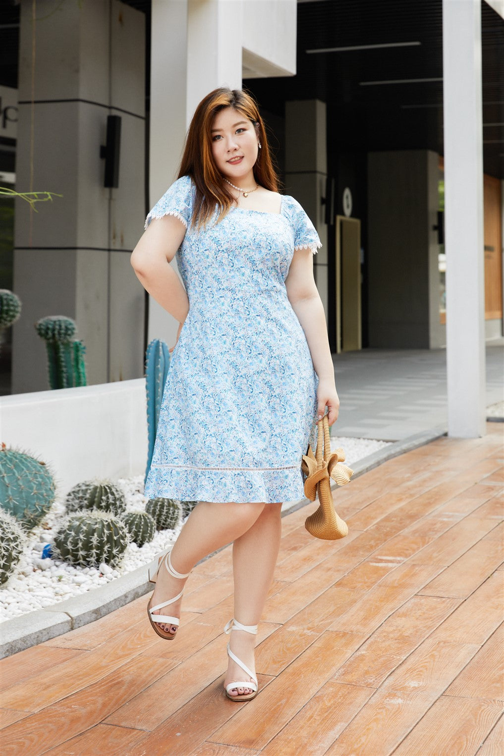 Printemps Fit Flare Dress in Blue