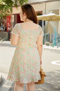Printemps Fit & Flare Dress in Green