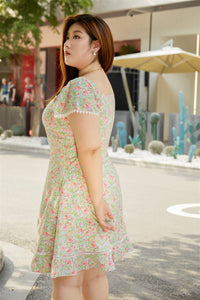 Printemps Fit & Flare Dress in Green