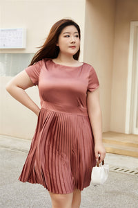 Paige Pleated Dress in Rose Gold