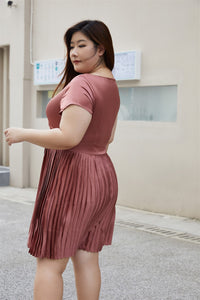Paige Pleated Dress in Rose Gold