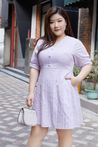 Gina Pleated Sleeve Dress in Lavender