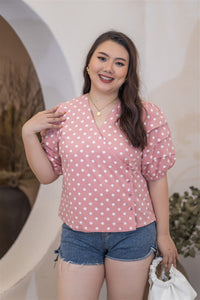 Dottie Faux Wrap Top in Pink