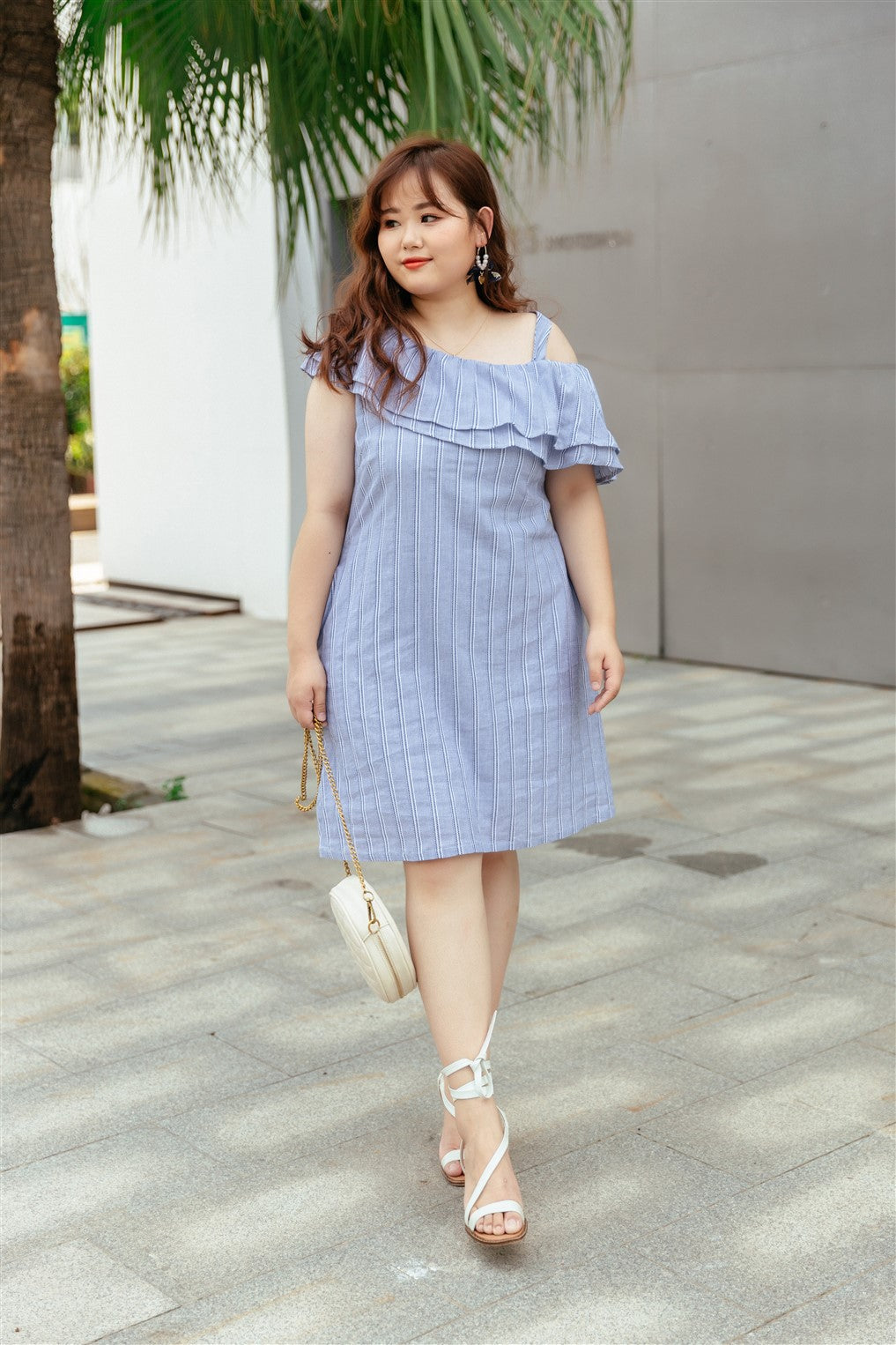 Capri Striped Ruffle Toga Dress