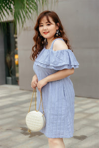 Capri Striped Ruffle Toga Dress