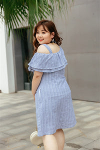 Capri Striped Ruffle Toga Dress