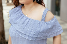 Load image into Gallery viewer, Capri Striped Ruffle Toga Dress
