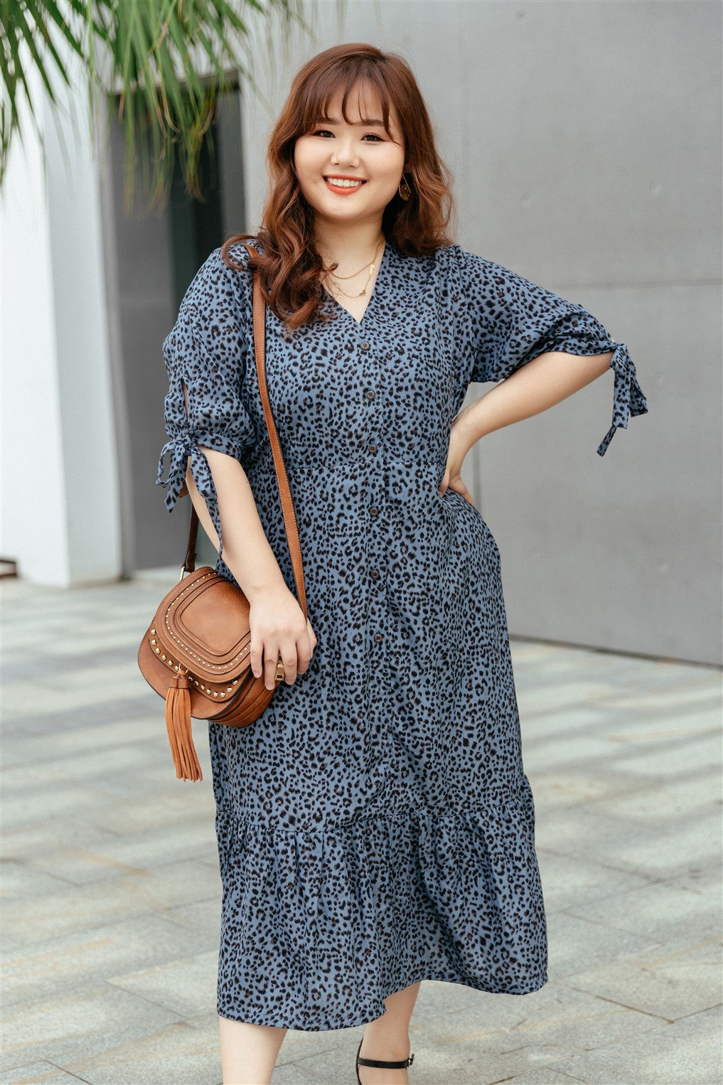 Cleo Button-up Midi Dress in Soft Blue