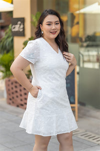 Dianne Lace Drop Waist Dress in White