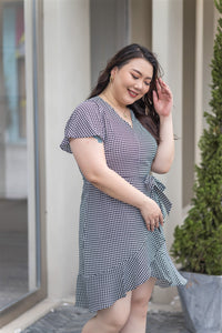 Houndstooth Faux Wrap Dress