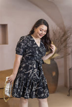 Load image into Gallery viewer, Hepburn Flounce Tea Dress in Black
