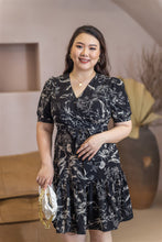 Load image into Gallery viewer, Hepburn Flounce Tea Dress in Black
