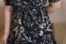 Load image into Gallery viewer, Hepburn Flounce Tea Dress in Black

